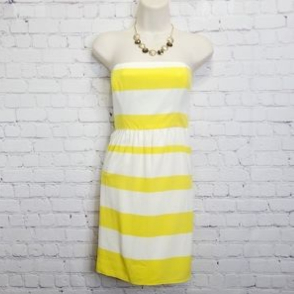 Nell Couture Striped Yellow Strapless Dress